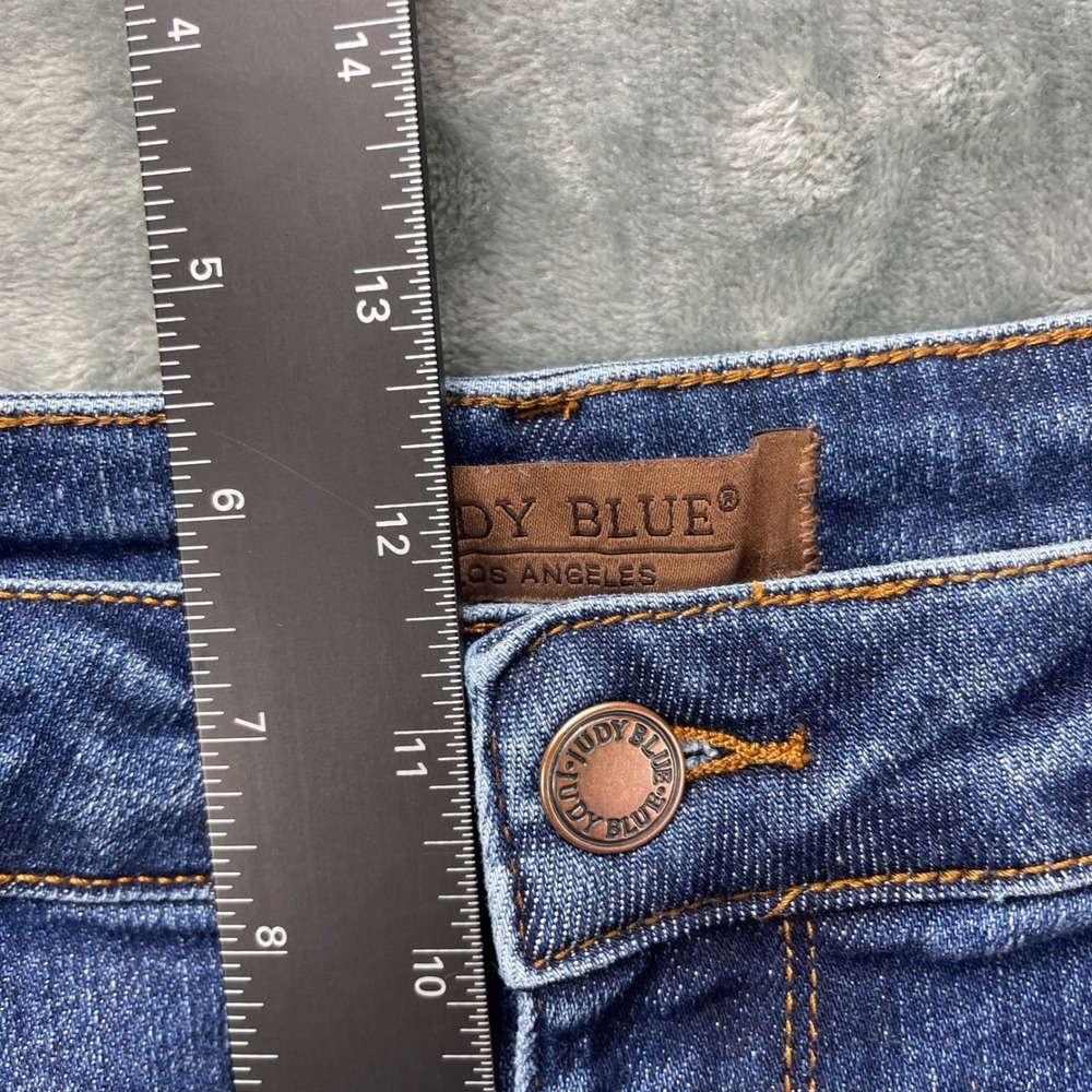 Judy Blue Womens Wide Crop Jeans Dark Wash Raw Hem Stretch Denim 13 31 - Picture 9 of 12